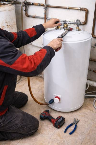 Installation de chauffe-eau électrique et ballon d’eau chaude